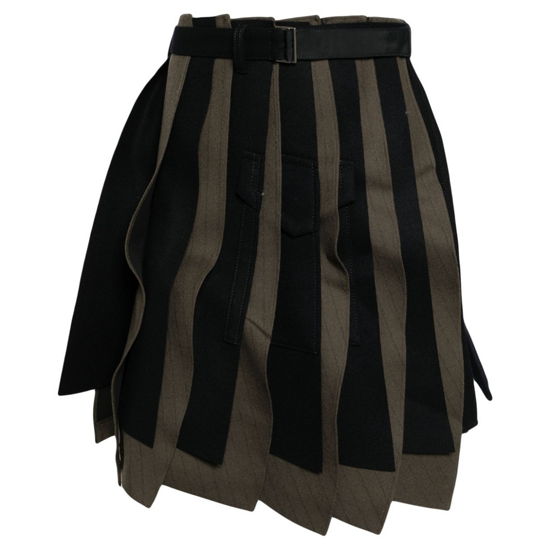 Chalk Stripe X Wool Melton Skirt