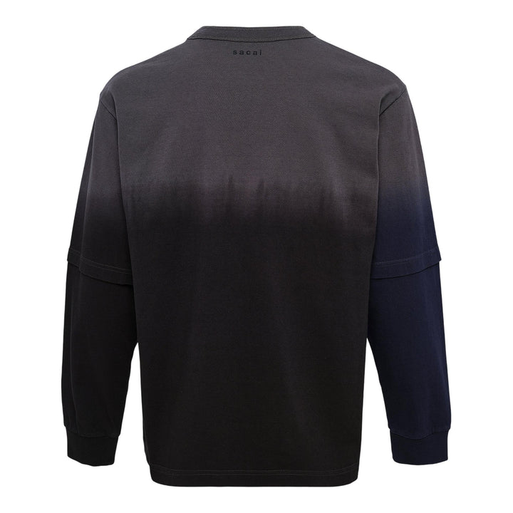 Club21 - sacai - Garment Dye Cotton Jersey Long Sleeve Tee - TEES - Black