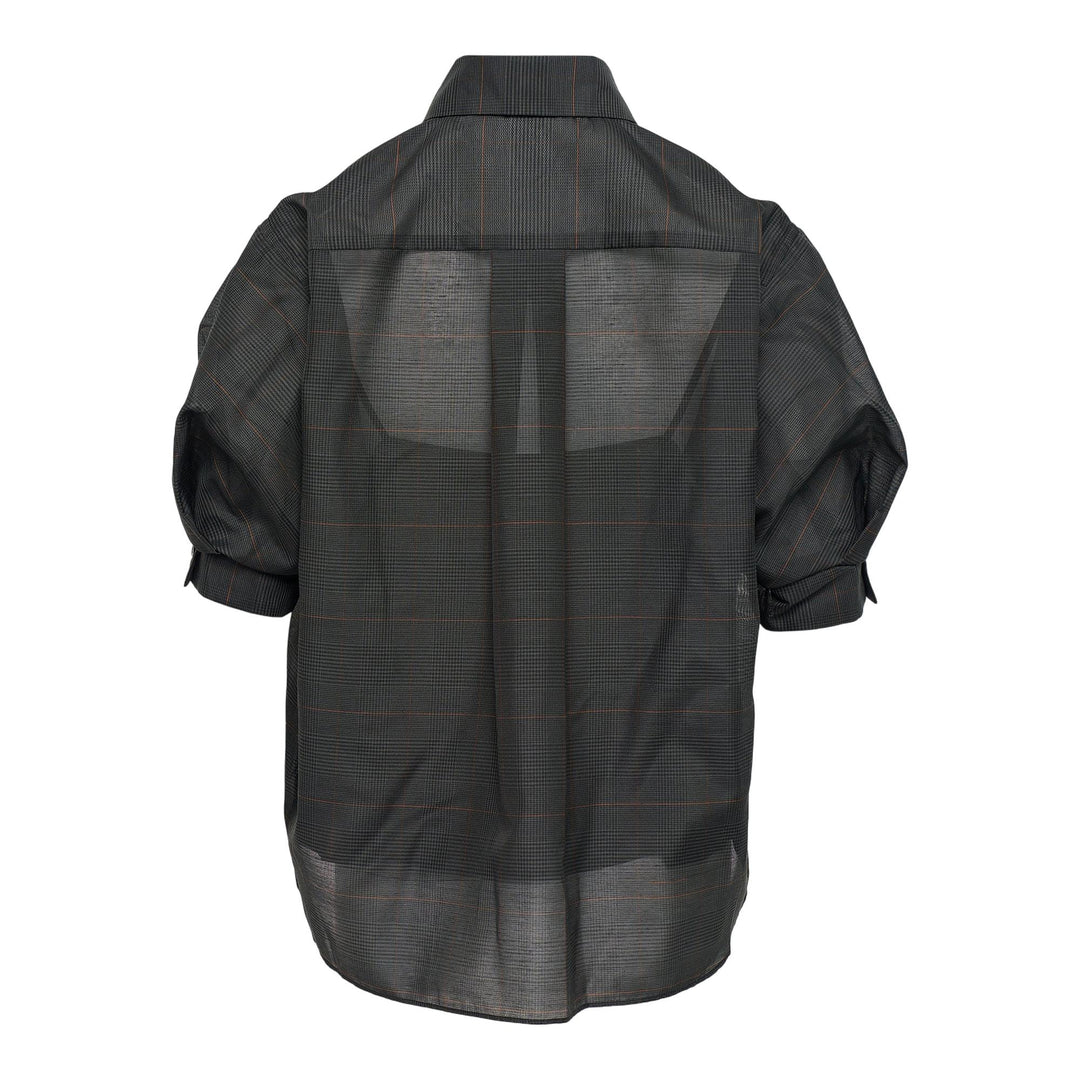 Club21 - sacai - Glen Check Shirt - BLOUSES - Khaki