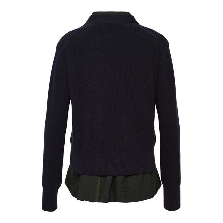 Club21 - sacai - Glen Check x Knit Cardigan - JACKETS - Navy