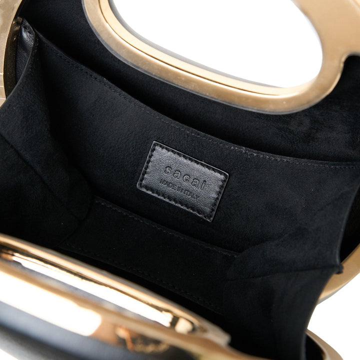 Club21 - sacai - Leather Round Bag - HANDBAGS - Black