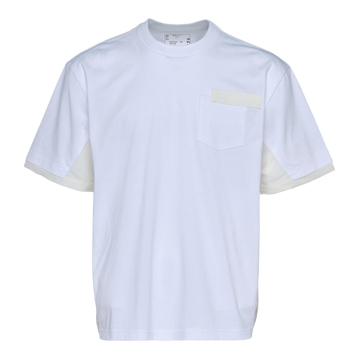 Club21 - sacai - Nylon Twill X Cotton Jersey T-Shirt - TEES - White