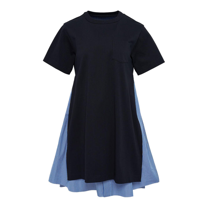 Club21 - sacai - Poplin X Cotton Jersey Dress - WOVEN DRESSES - Navy