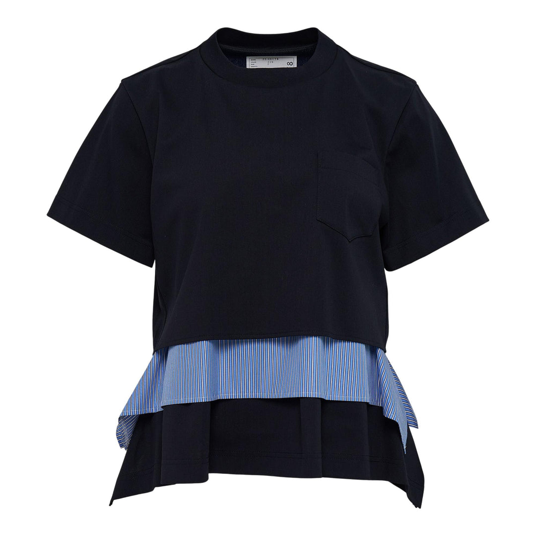 Club21 - sacai - Poplin x Cotton Jersey T-Shirt - TEES - Navy