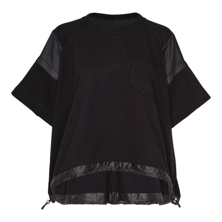 Club21 - sacai - Satin X Cotton Jersey T-Shirt - TEES - Black