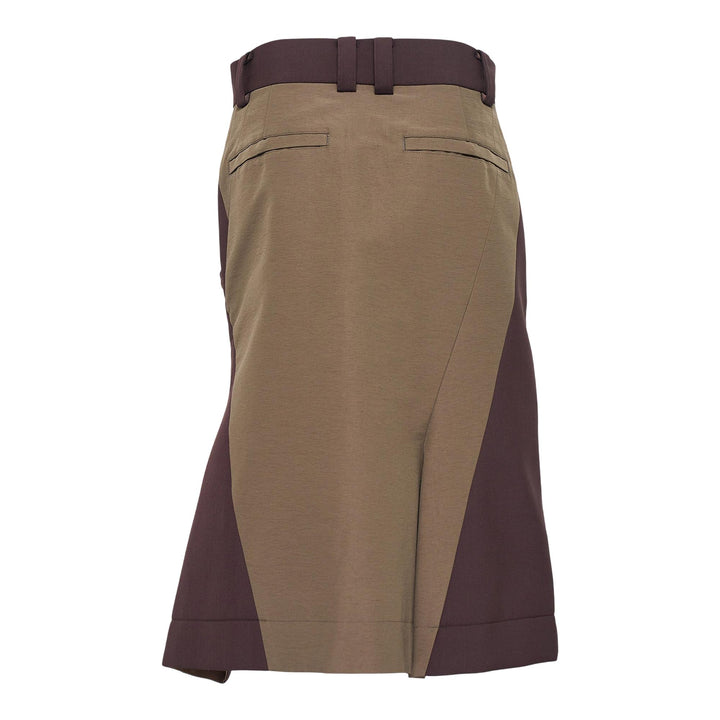 Club21 - sacai - Suiting Bonding x Grosgrain Skirt - SKIRTS - Brown