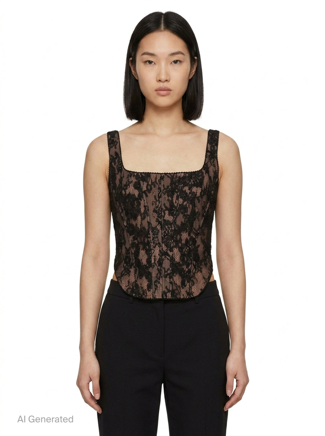 Black Lace Corset Top | Self-Portrait | Club21 - front