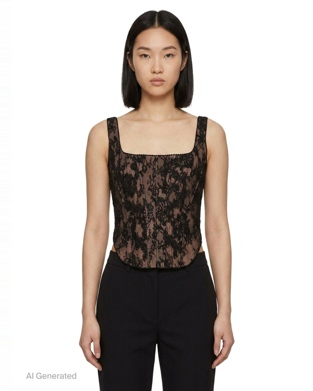 Black Lace Corset Top | Self-Portrait | Club21 - front