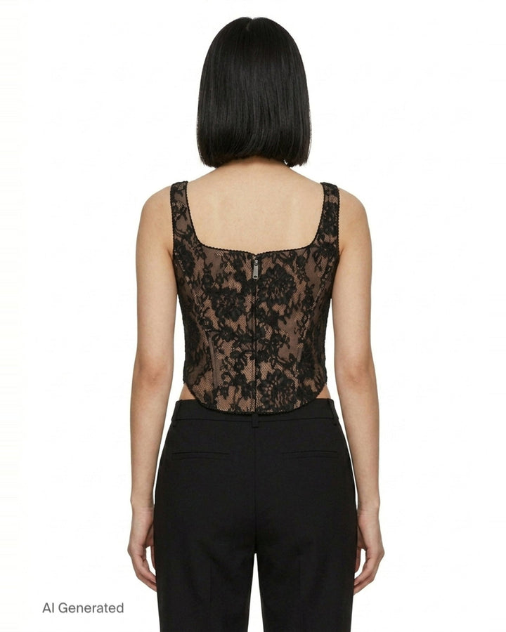 Black Lace Corset Top | Self-Portrait | Club21 - back