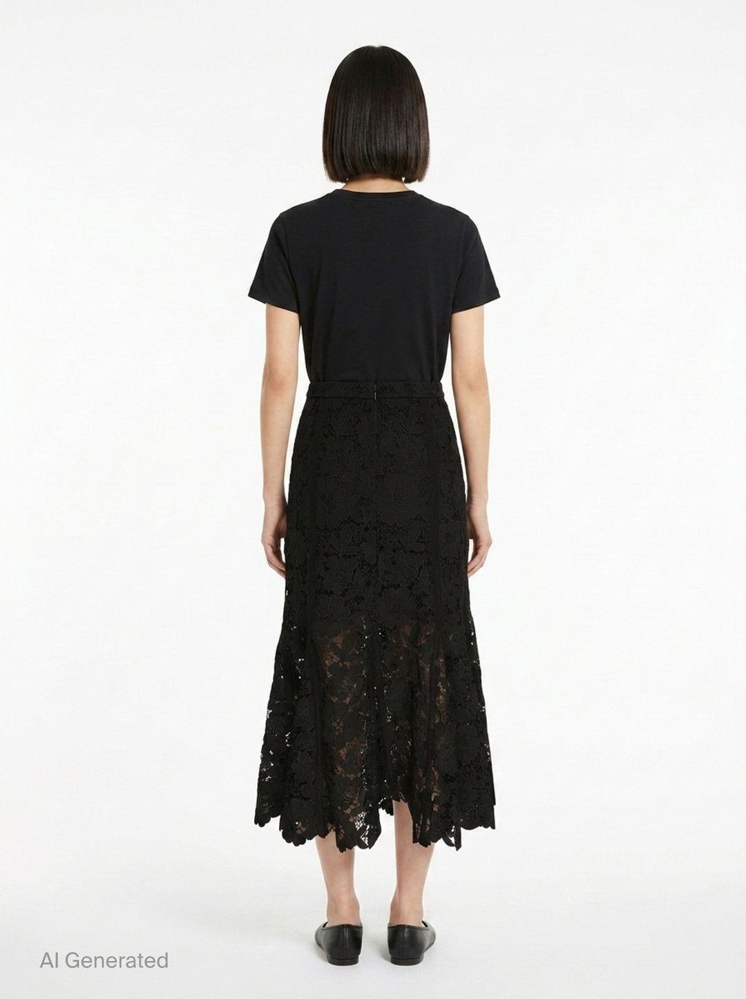 Black Lace Midi Skirt | Self-Portrait | Club21 - back