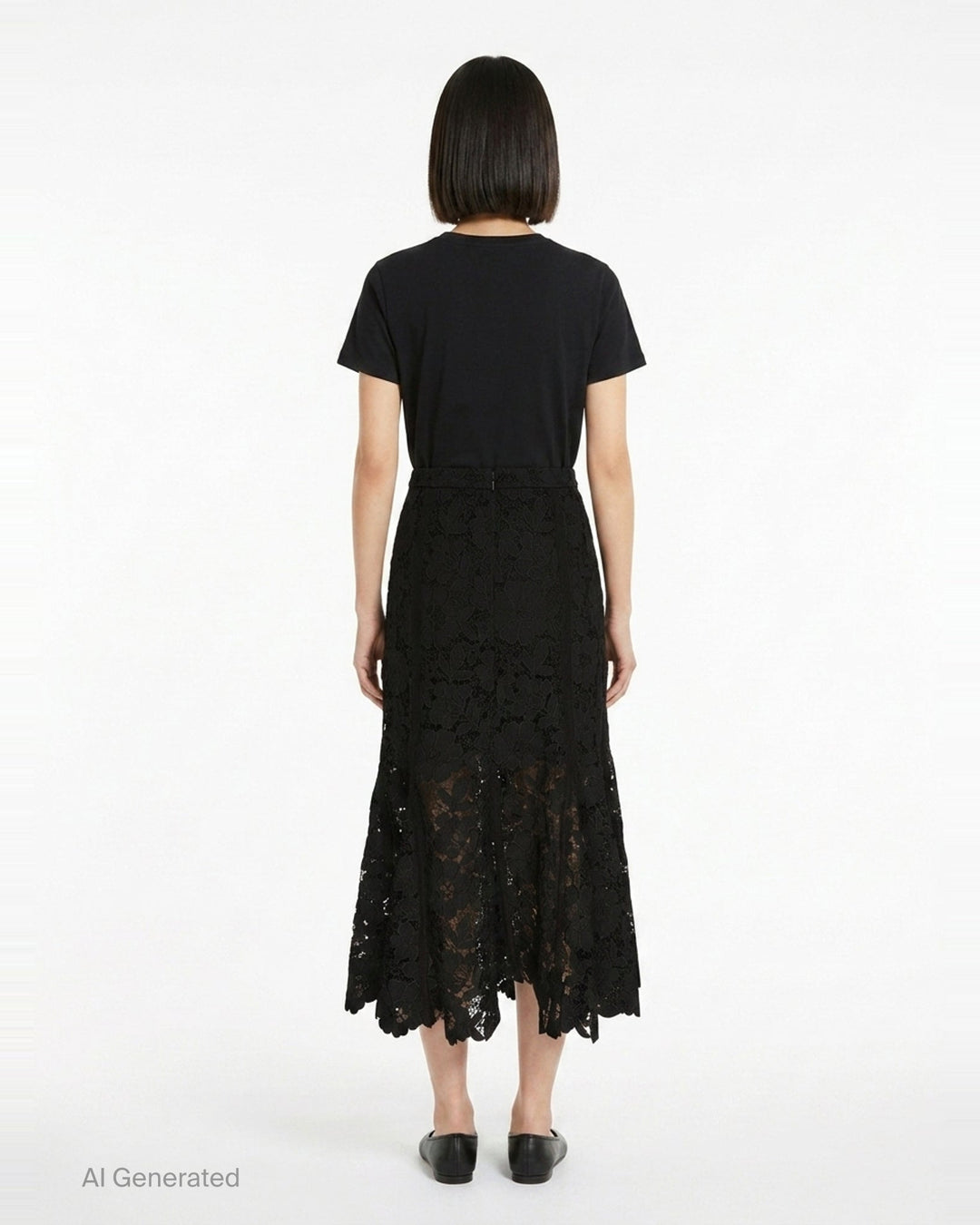 Black Lace Midi Skirt | Self-Portrait | Club21 - back
