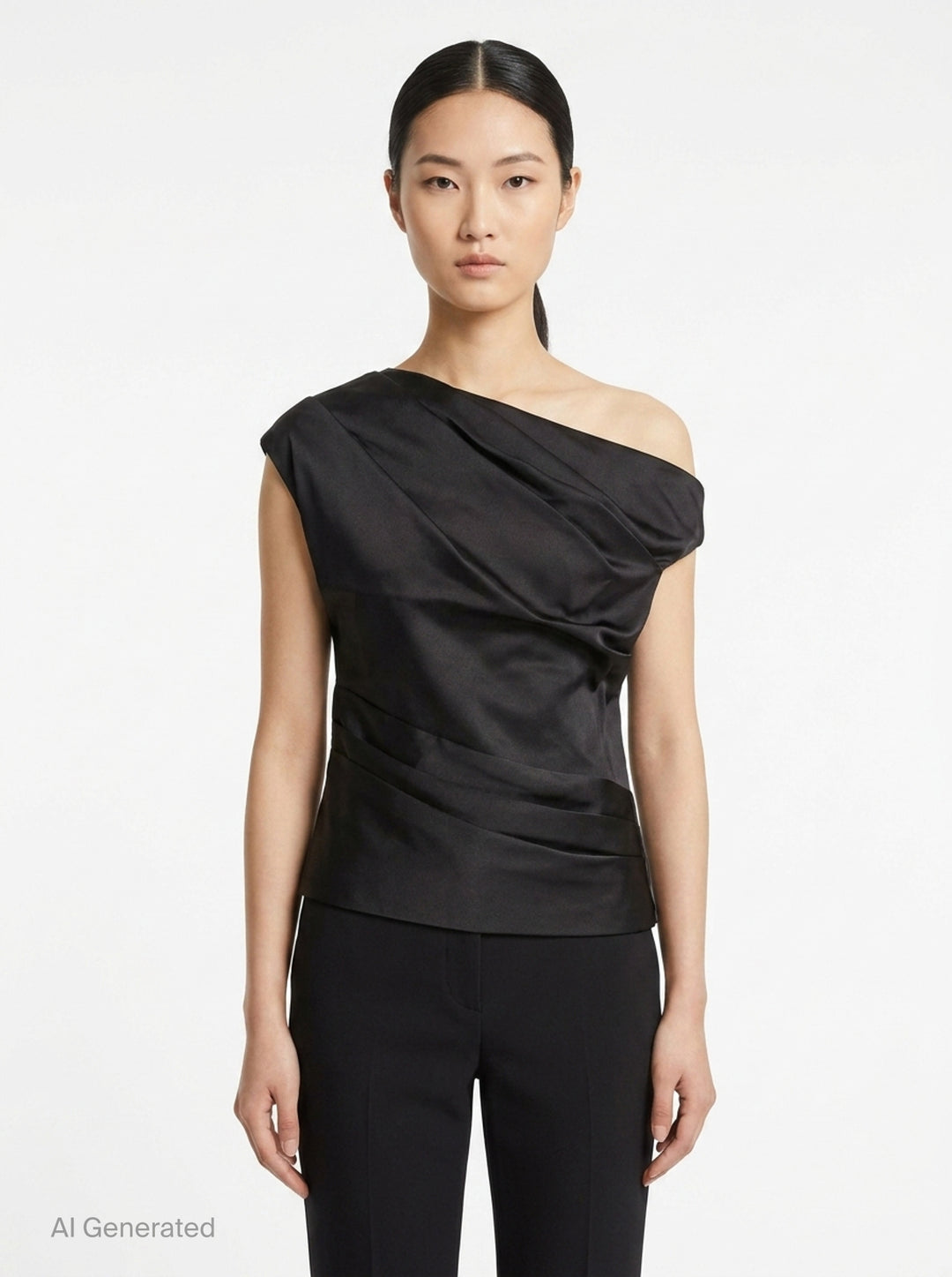 Black Taffeta Draped Top | Self-Portrait | Club21 - front