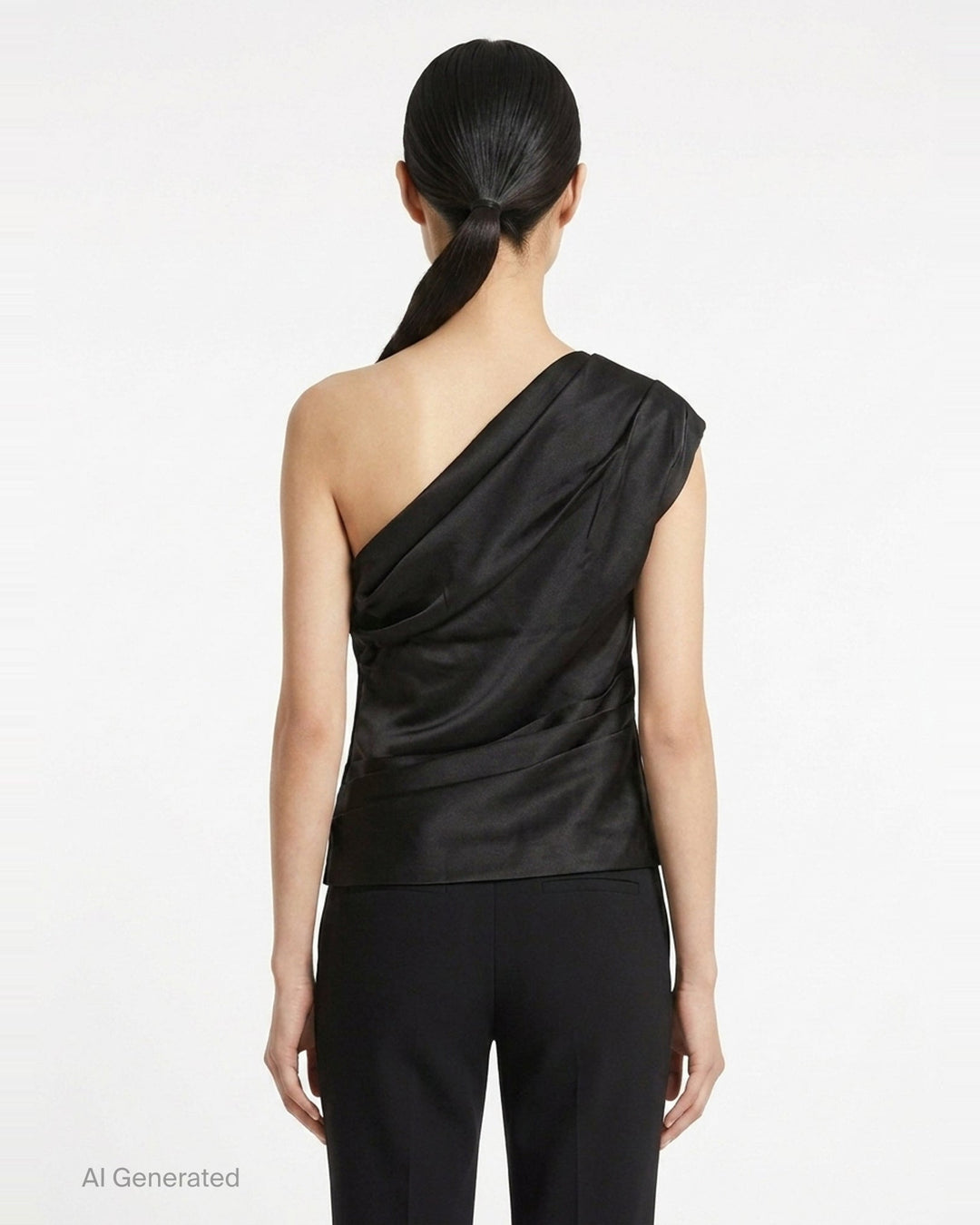Black Taffeta Draped Top | Self-Portrait | Club21 - back