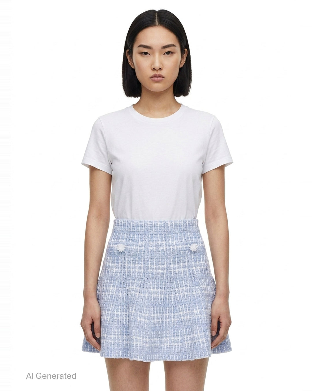 Blue Check Knit Mini Skirt | Self-Portrait | Club21 - front