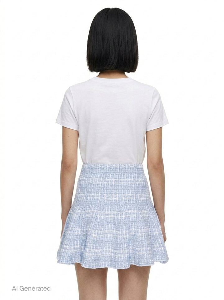 Blue Check Knit Mini Skirt | Self-Portrait | Club21 - back
