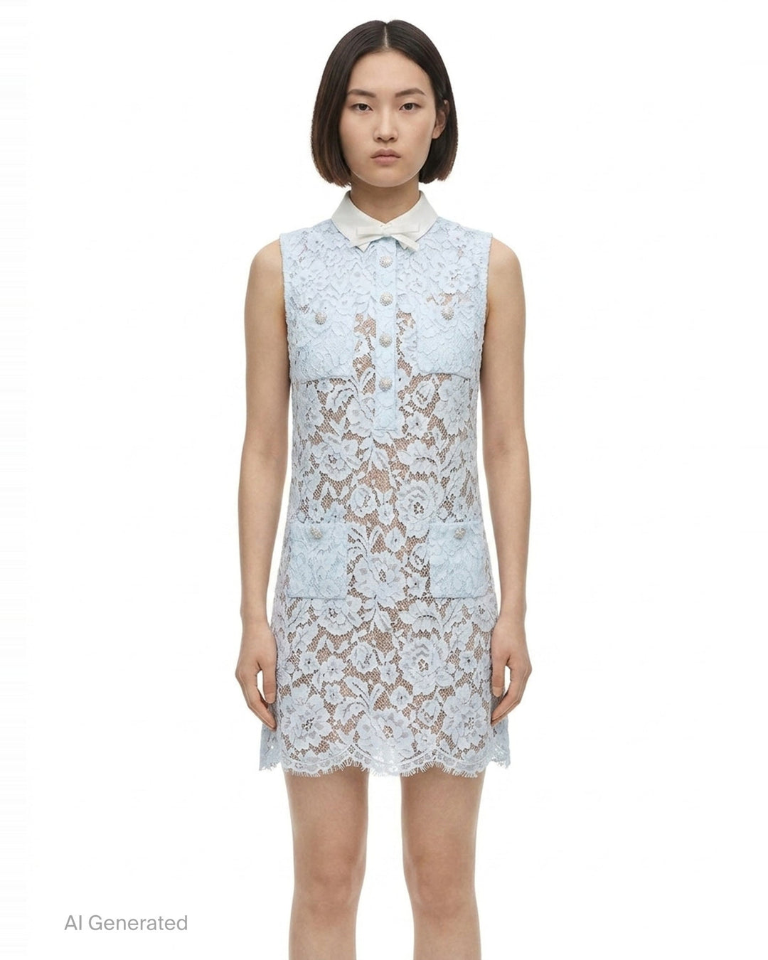 Blue Lace Mini Dress | Self-Portrait | Club21 - front