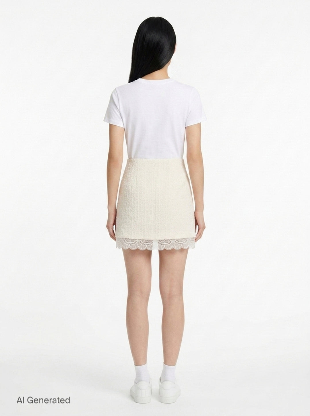 Cream Bouclé Lace Mini Skirt | Self-Portrait | Club21 - back