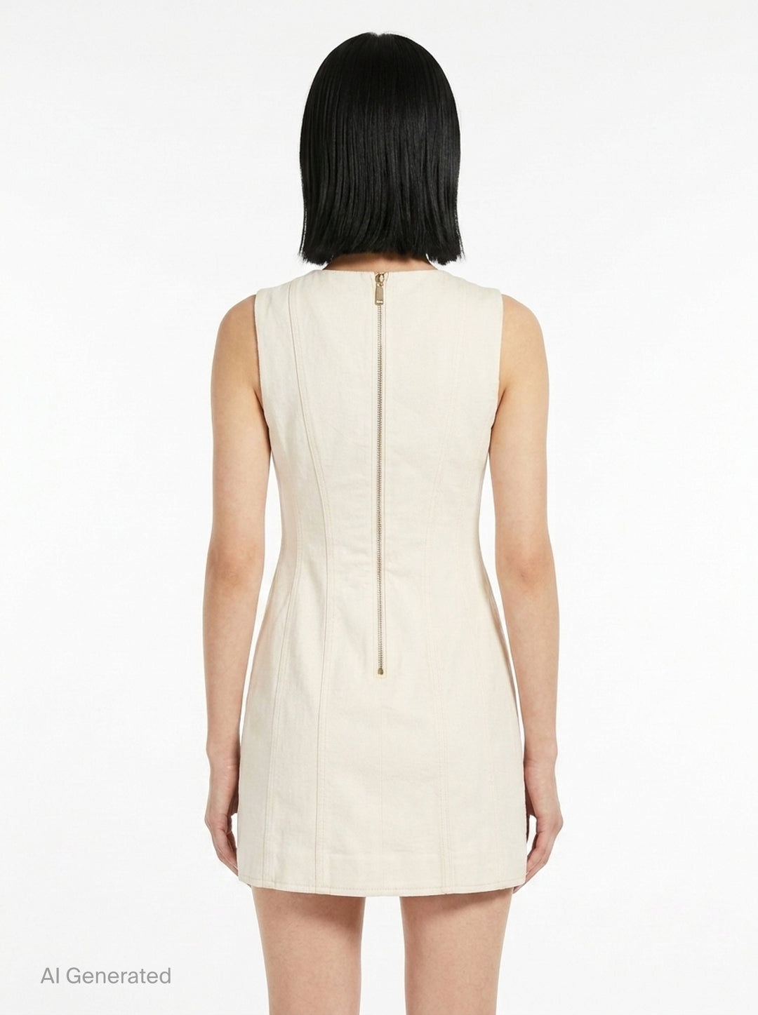Cream Denim Double Breasted Mini Dress | Self-Portrait | Club21 - back