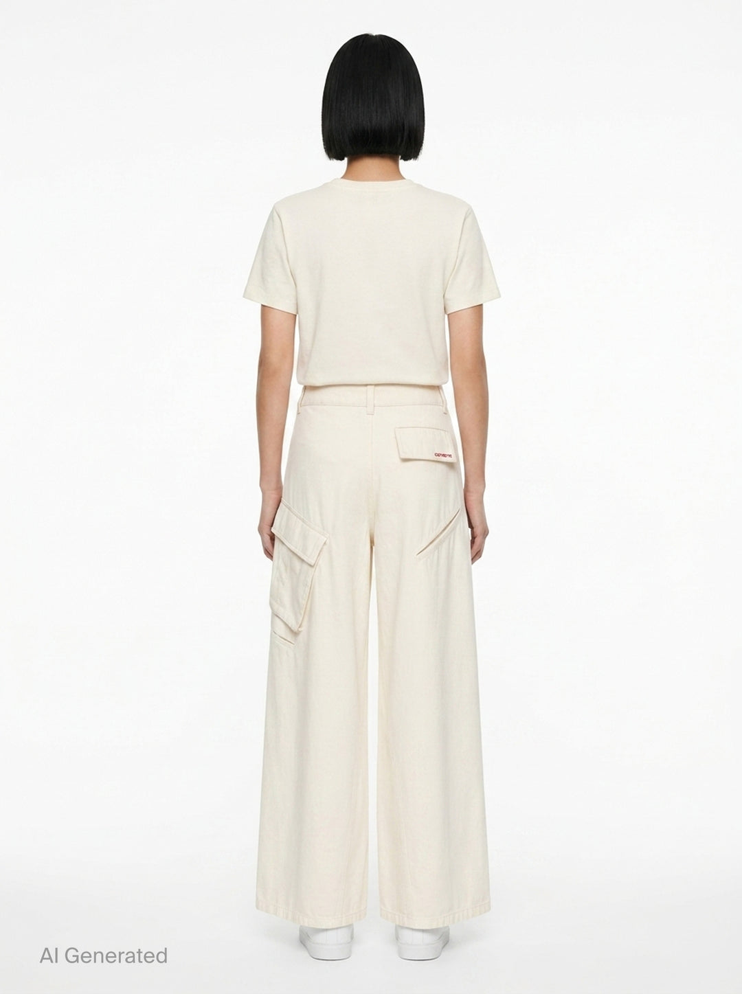 Cream Denim Wide-Leg Trousers | Self-Portrait | Club21 - back