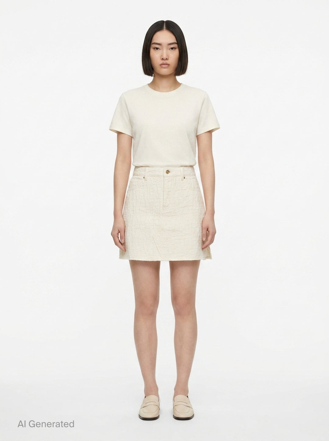 Cream Textured Mini Skirt | Self-Portrait | Club21 - front