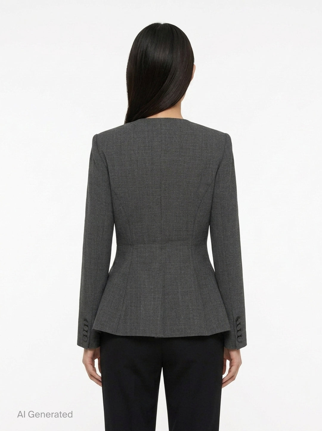 Grey Wool Collarless Jacket | Self-Portrait | Club21 - back