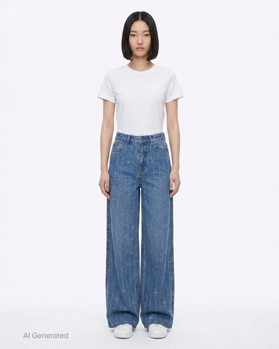 Light Blue Rhinestone Stripe Jeans | Self-Portrait | Club21 - front