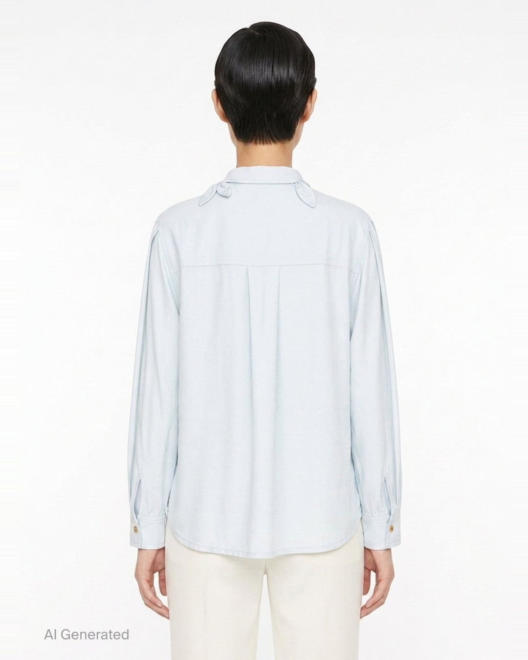 Light Blue Viscose Blouse | Self-Portrait | Club21 - back