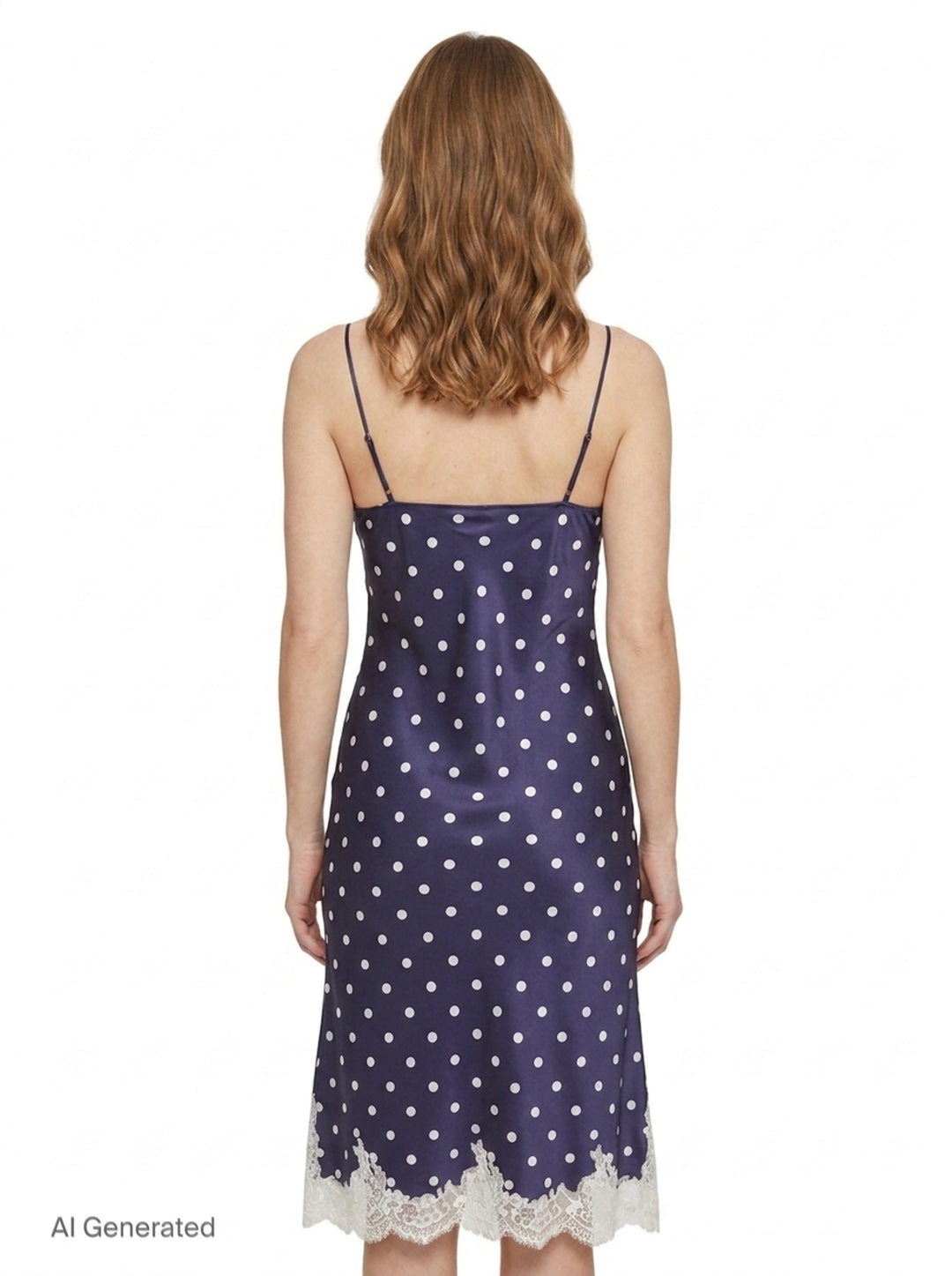 Navy Polka Dot Satin Midi Dress | Self-Portrait | Club21 - back