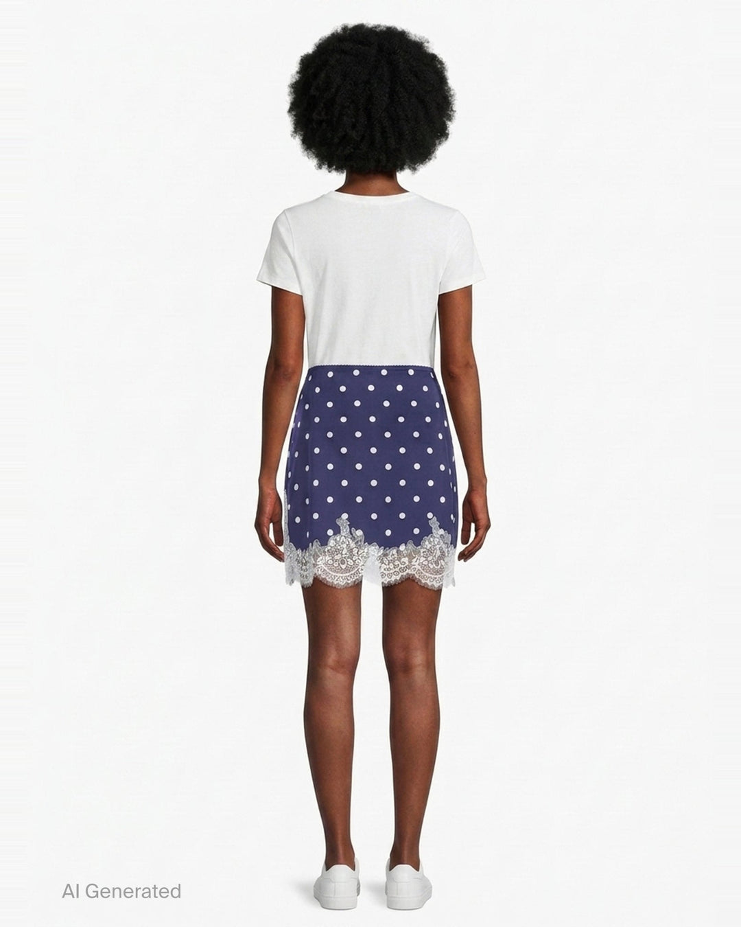 Navy Polka Dot Satin Mini Skirt | Self-Portrait | Club21 - back