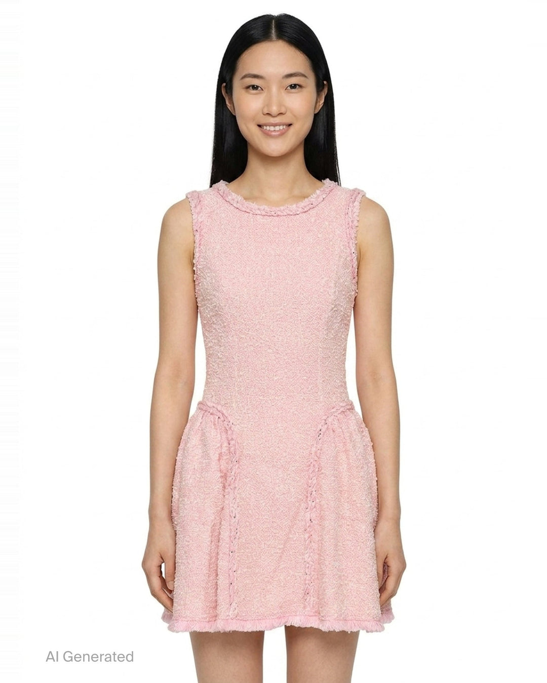 Pink Bouclé Sleeveless Mini Dress | Self-Portrait | Club21 - front