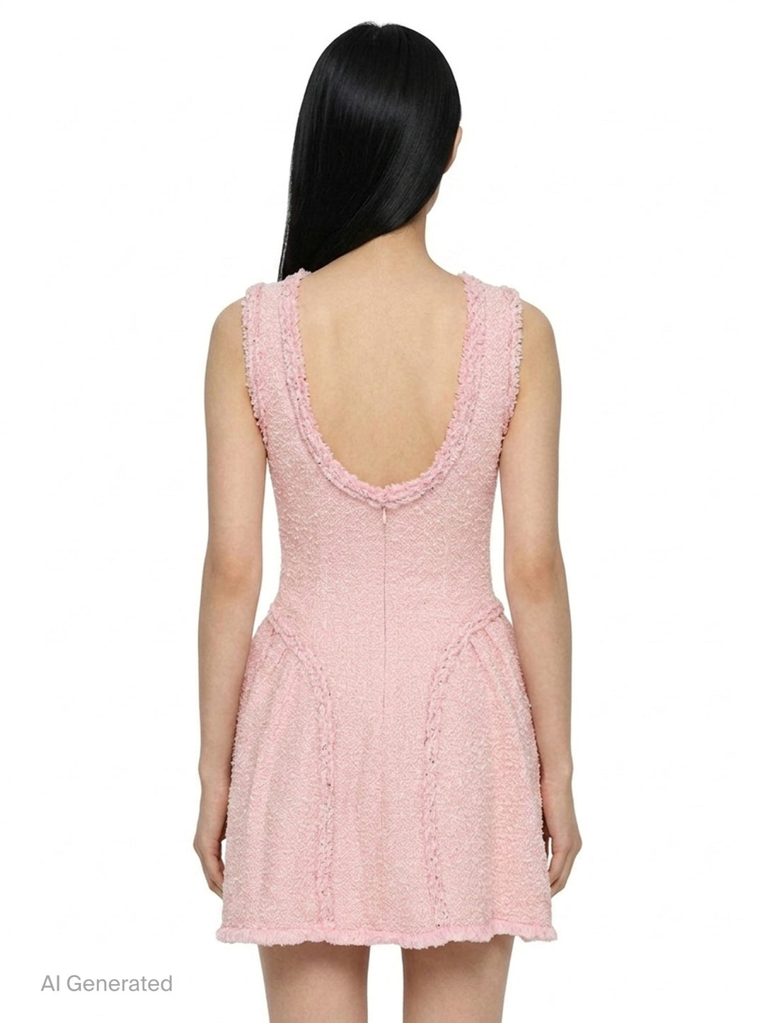 Pink Bouclé Sleeveless Mini Dress | Self-Portrait | Club21 - back