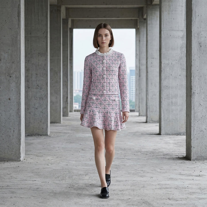 Pink Check Knit Mini Skirt | Self-Portrait | Club21 - lifestyle
