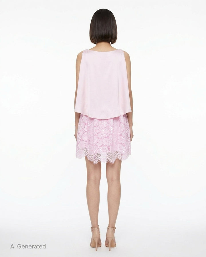 Pink Sequin Lace Mini Dress | Self-Portrait | Club21 - back