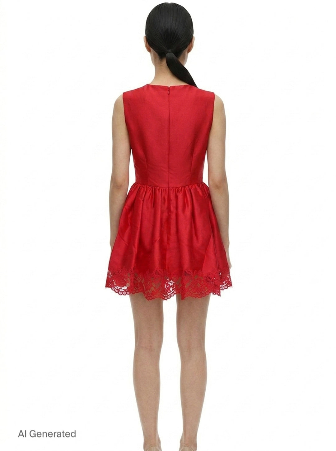 Red Taffeta Lace Mini Dress | Self-Portrait | Club21 - back