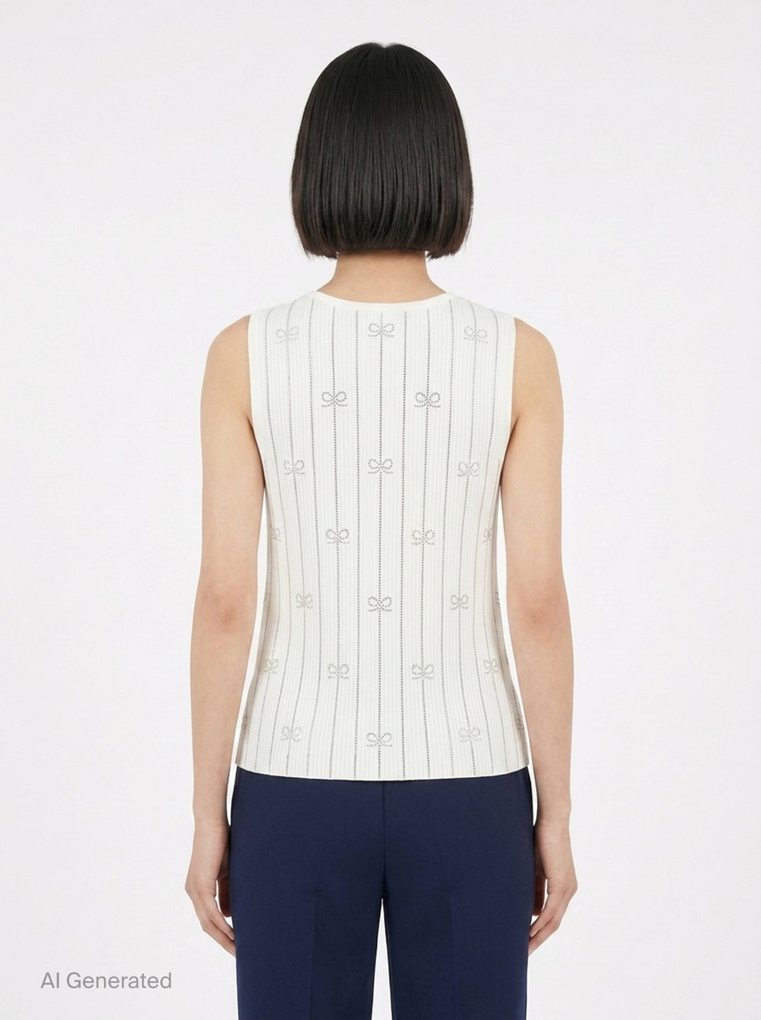 Rhinestone Bow Striped Knit Top | Self-Portrait | Club21 - back