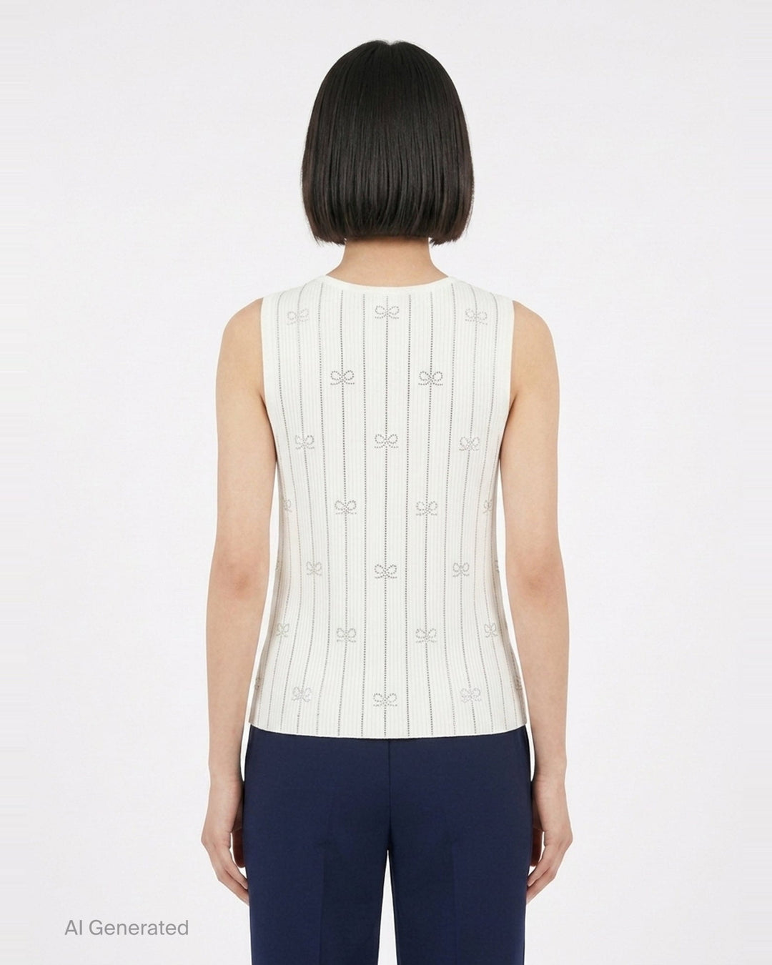 Rhinestone Bow Striped Knit Top | Self-Portrait | Club21 - back