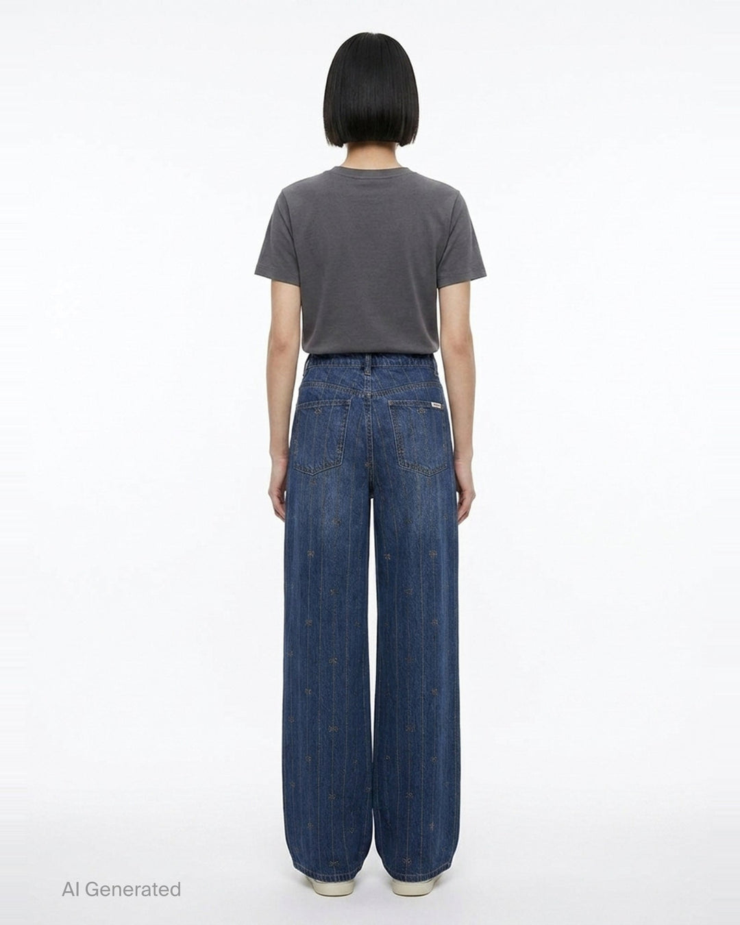Rhinestone Stripe Wide-Leg Jeans | Self-Portrait | Club21 - back