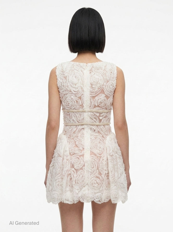 Rosette Lace Mini Dress | Self-Portrait | Club21 - back