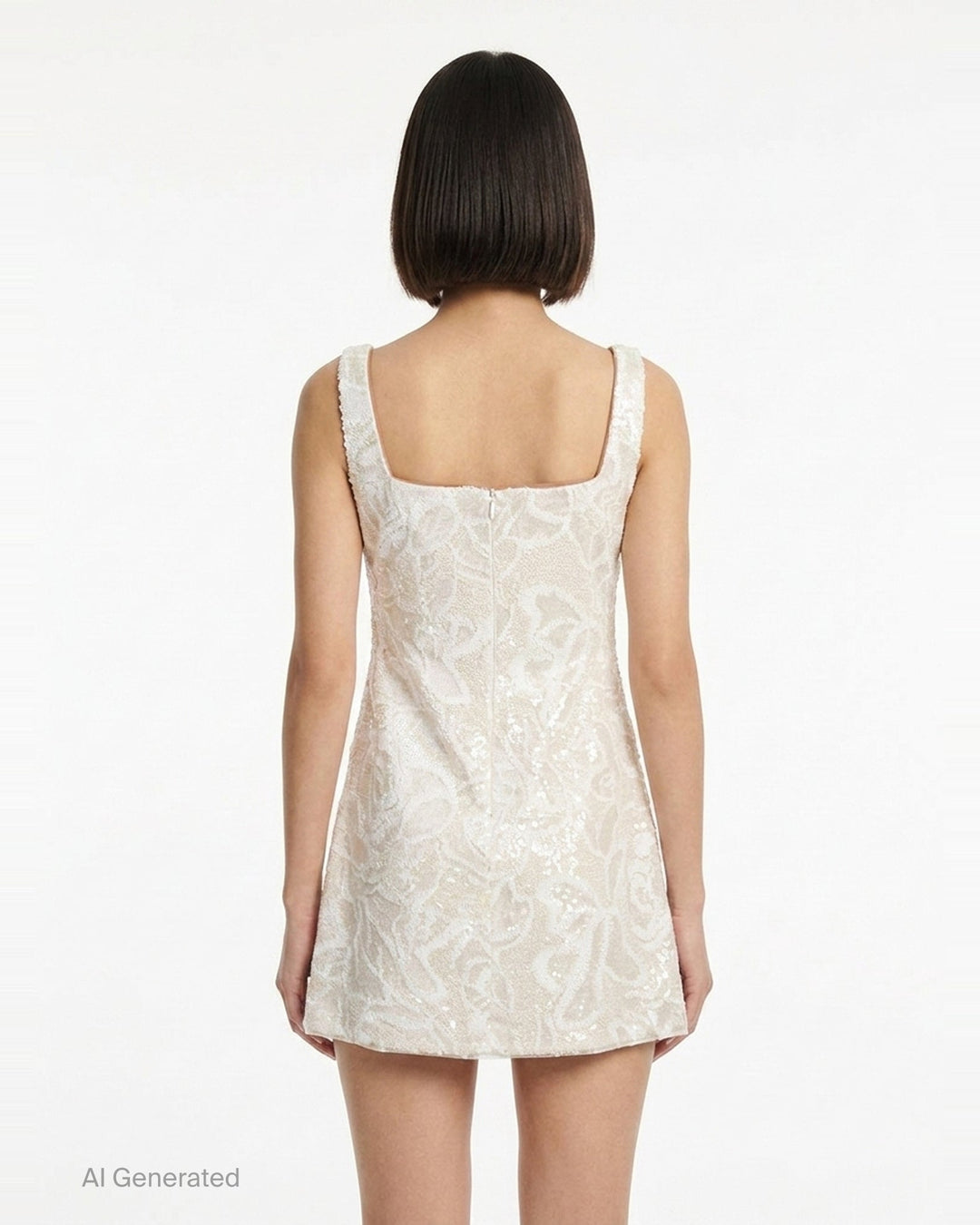 White Sequin Lace Mini Dress | Self-Portrait | Club21 - back