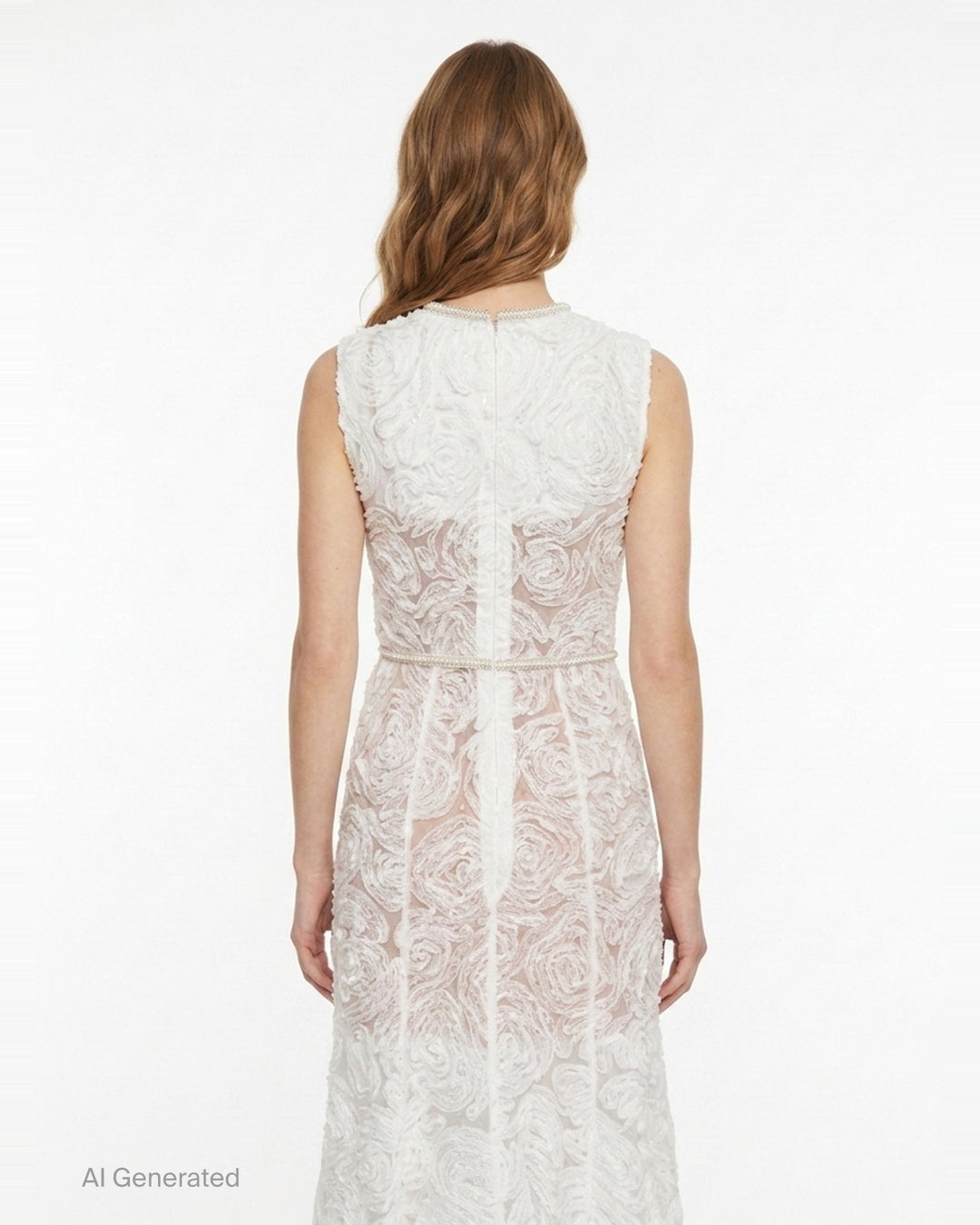 White Tulle Lace Midi Dress | Self-Portrait | Club21 - back