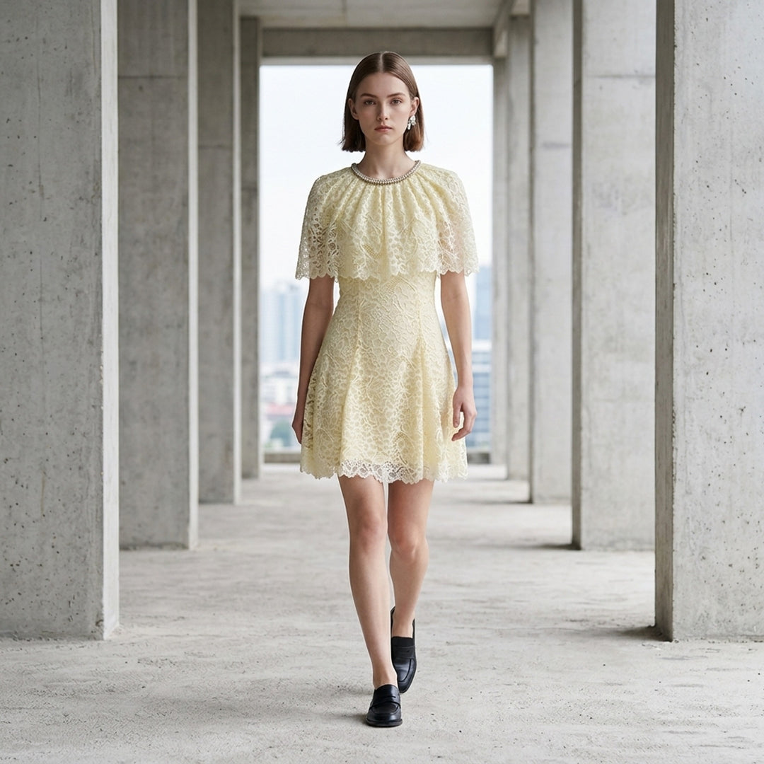 self portrait yellow lace dress Cape Mini | Self-Portrait yellow floral lace Black dress with a luxury modestwear Size:18-24 month