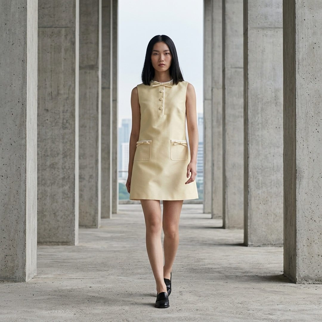 self portrait yellow mini dress Taffeta Bow | Self-Portrait SIZE:Custom Size / Made To Measurements Black Boot Cut Stretch based label self Style:SR0841J16
