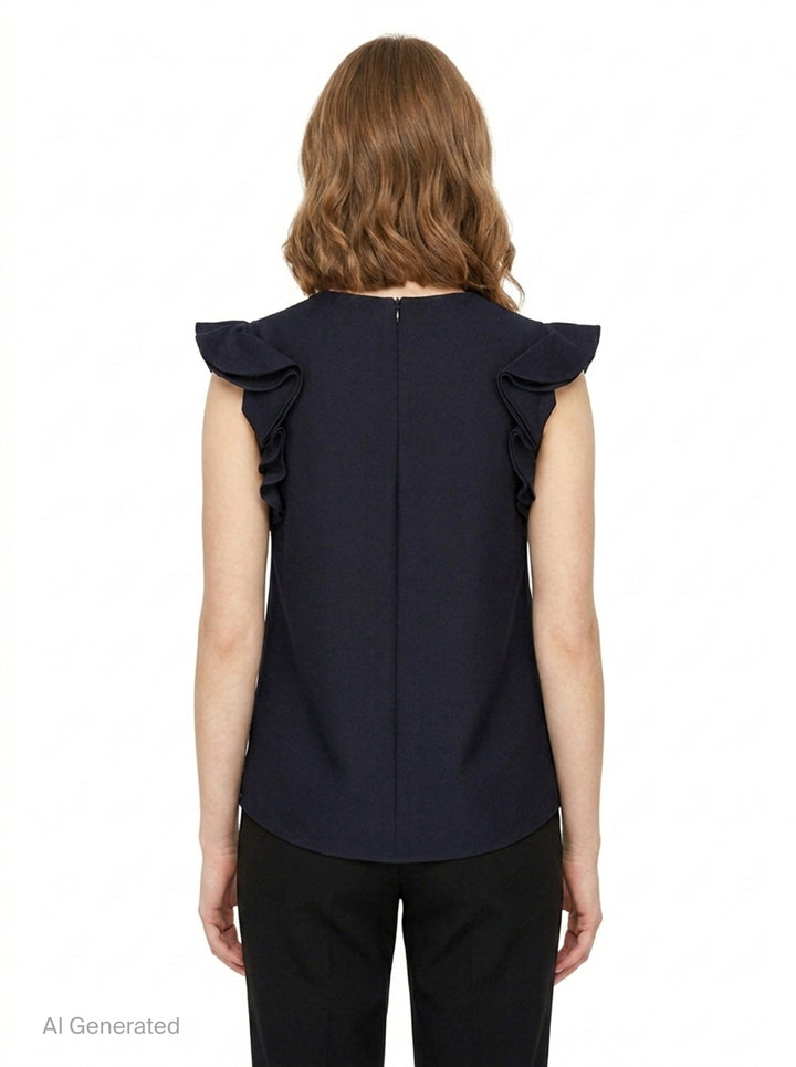 Beaded Neck Ruffle Top | SHUSHU/TONG | Club21 - back