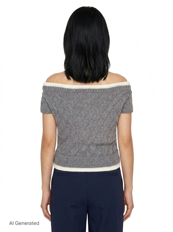 Bow Off-Shoulder Knit Crop Top | SHUSHU/TONG | Club21 - back