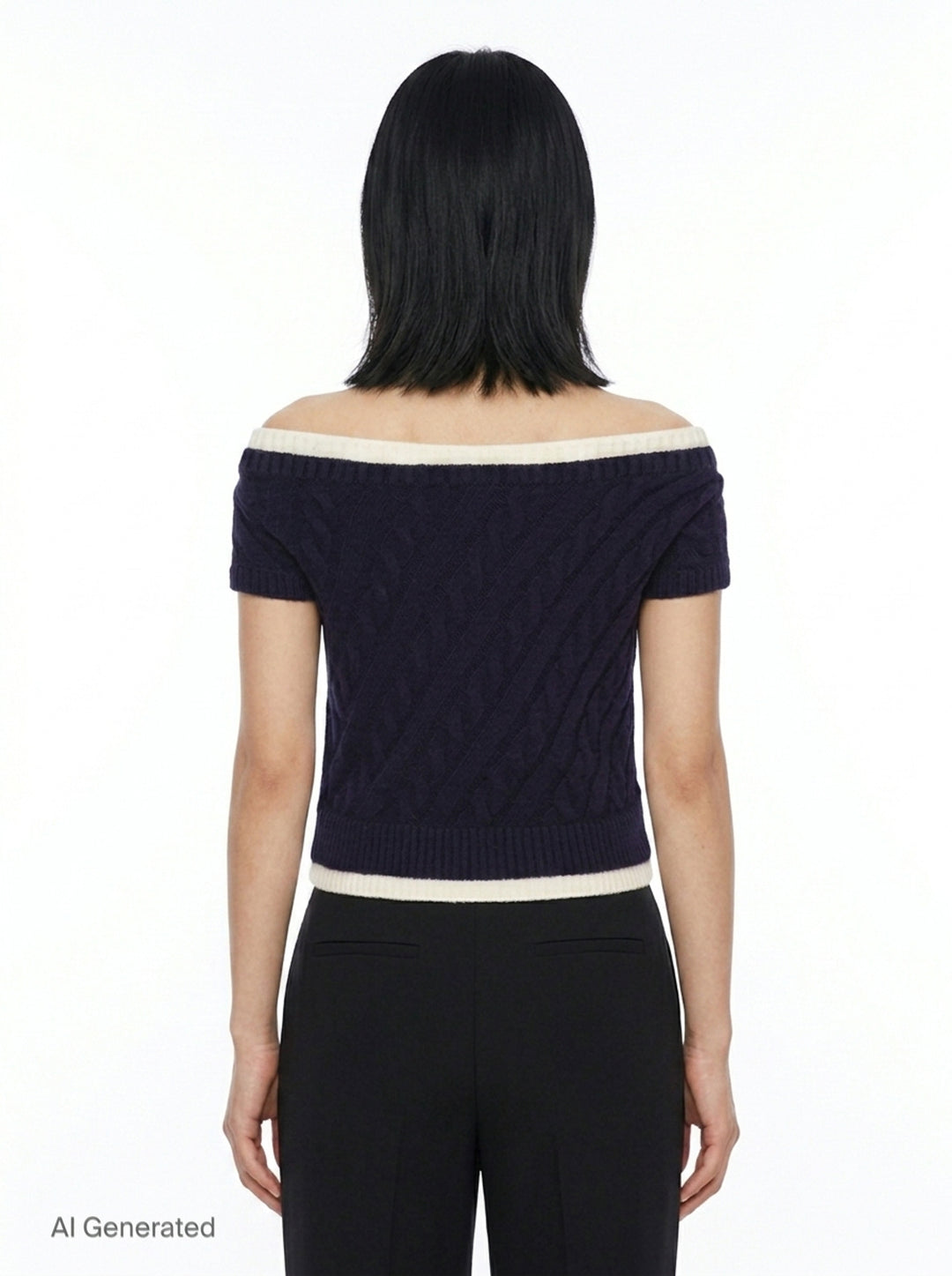 Bow Off-Shoulder Knit Crop Top | SHUSHU/TONG | Club21 - back