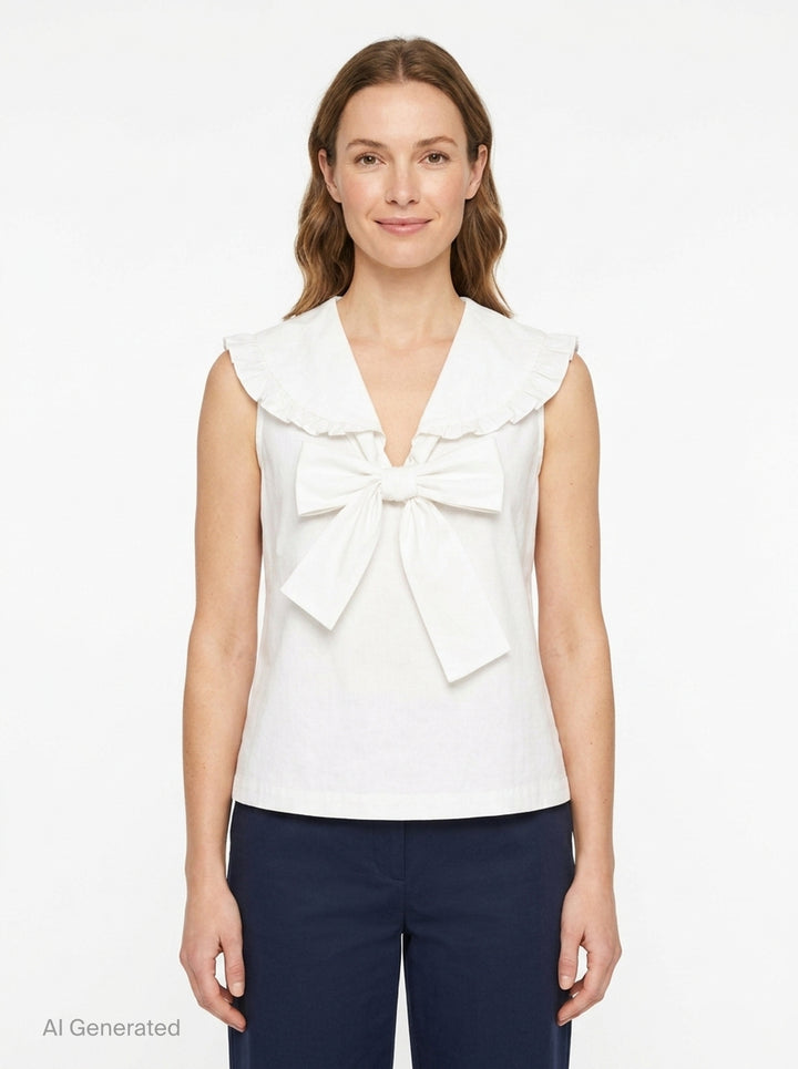 Ruffle Collar Bow Top | SHUSHU/TONG | Club21 - front