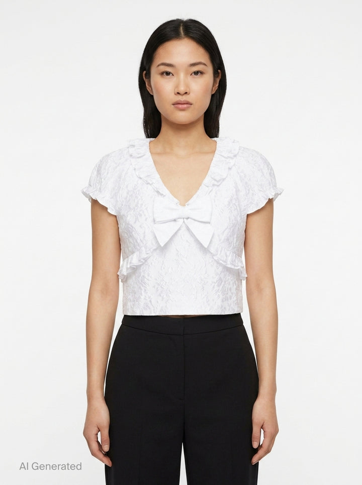 Ruffled Bow Crop Top | SHUSHU/TONG | Club21 - front