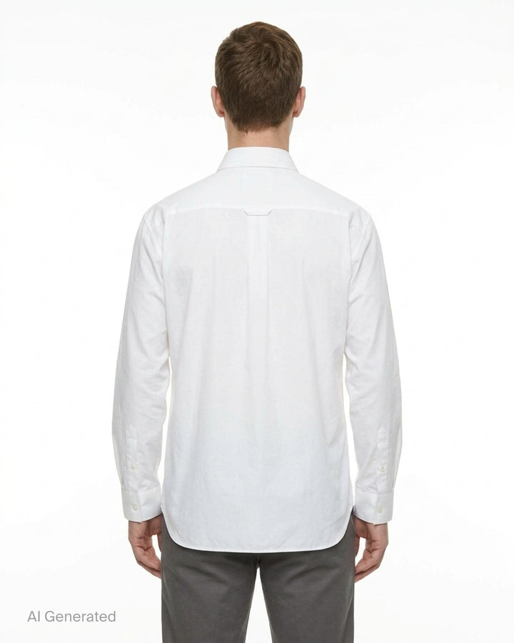 Simone Rocha white cotton Lace Up Hem Easy Shirt with pointed collar, button-through front and corset-style lace-up panel at the hem - back