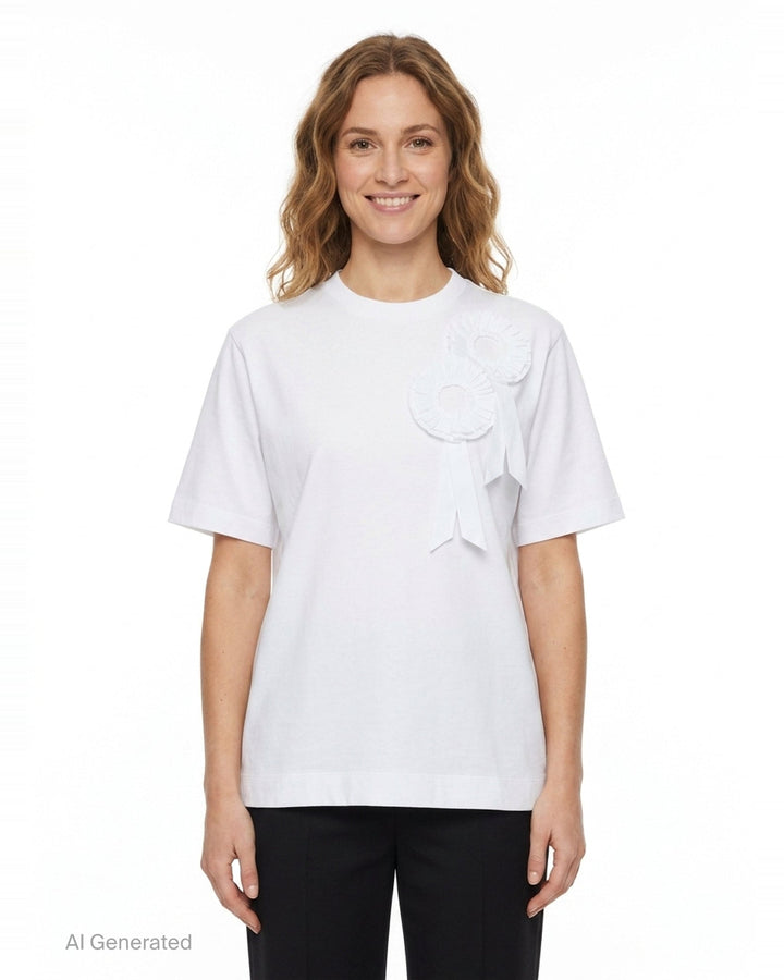 Ruffle Rosette Boxy Tee | Simone Rocha | Club21 - front