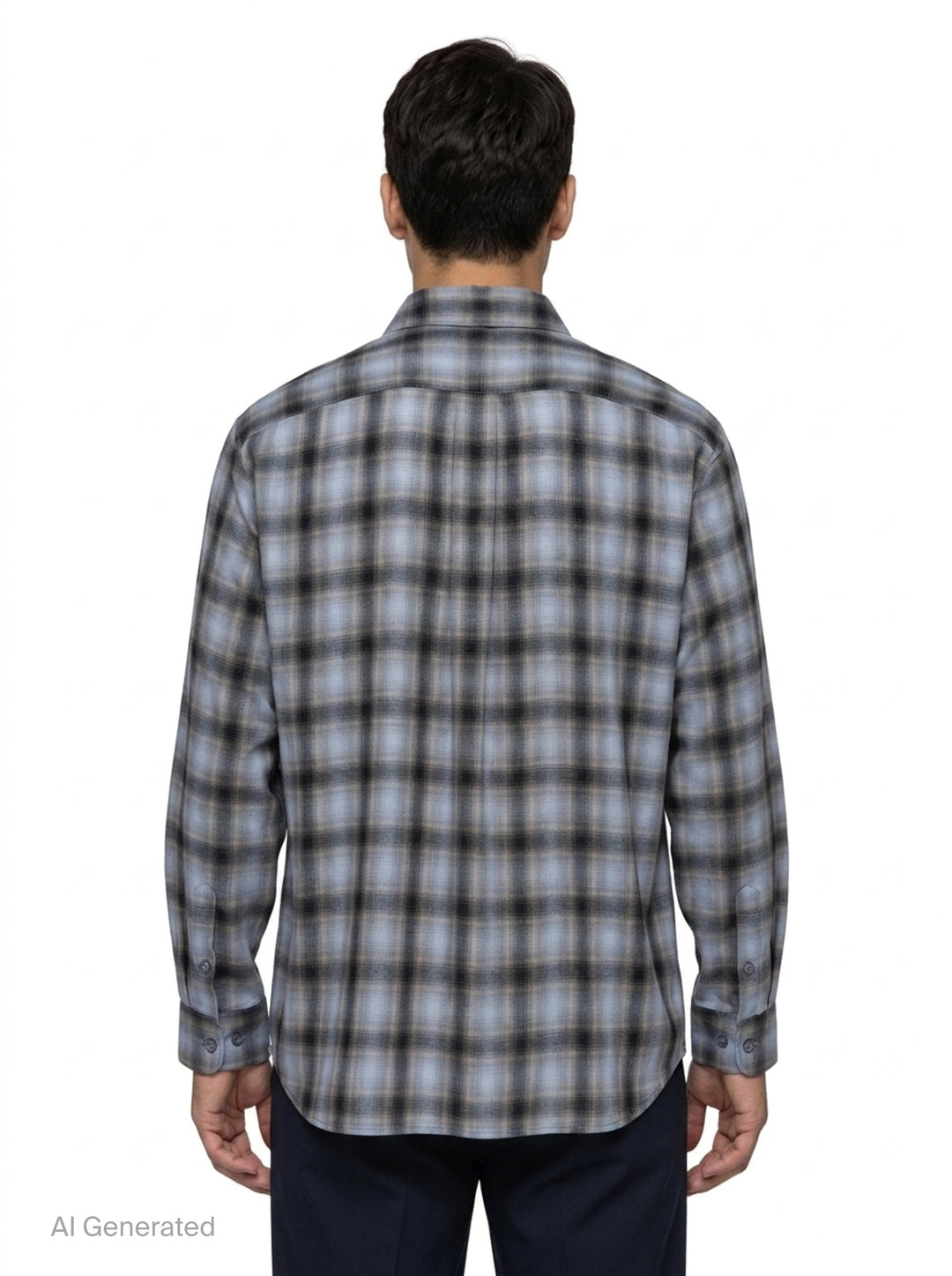 Illusion Plaid Long Sleeve Shirt | Solid Homme | Club21 - back